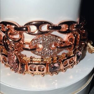 Rose Gold Crystal Link Bracelet Set for Women